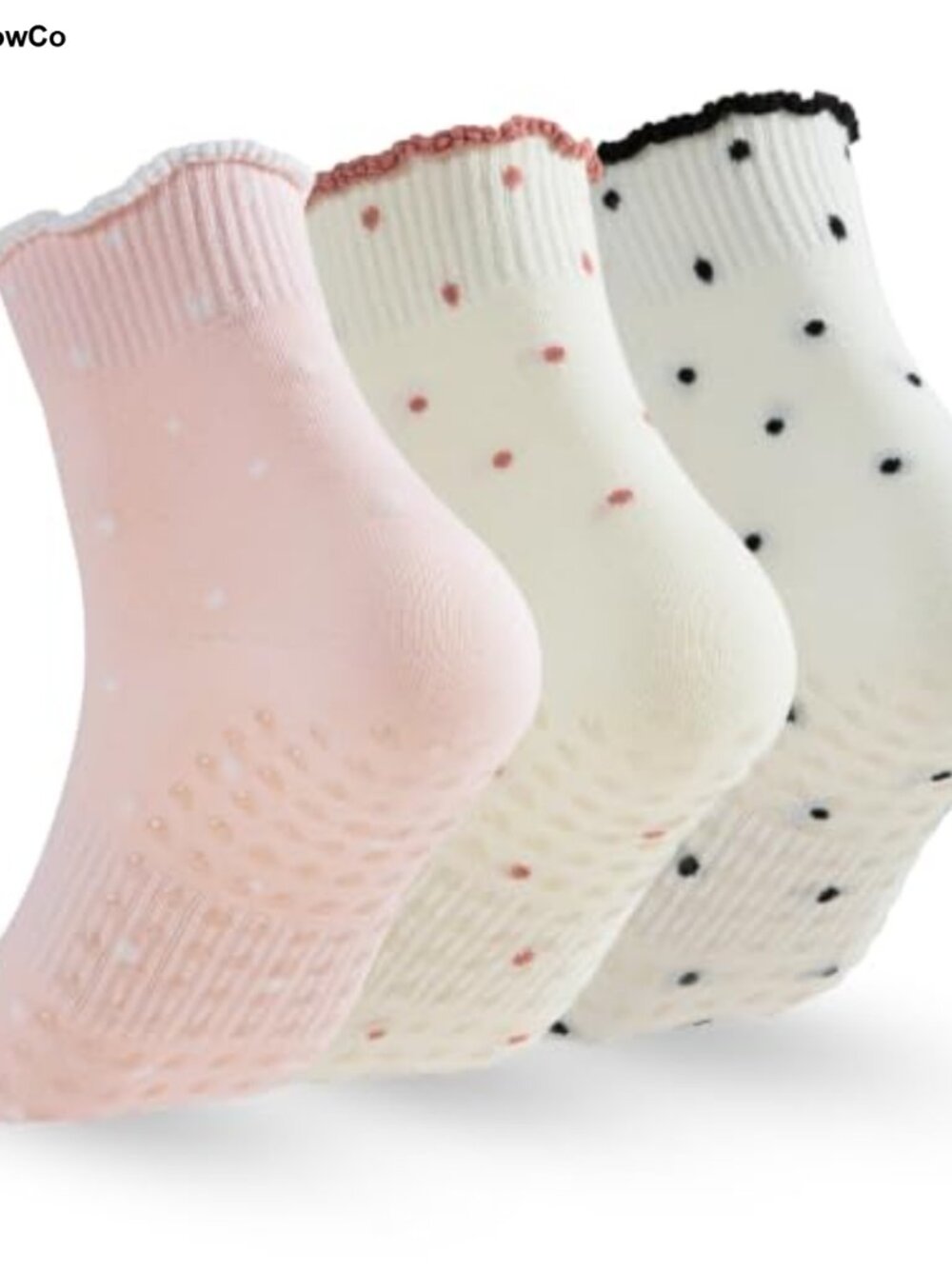 Pilates Socks with Grips - Non Slip Crew Cotton Arch Support Yoga